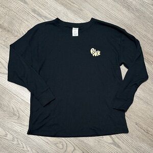 PINK Victoria's Secret Black Long Sleeve Tee with Yellow Logo